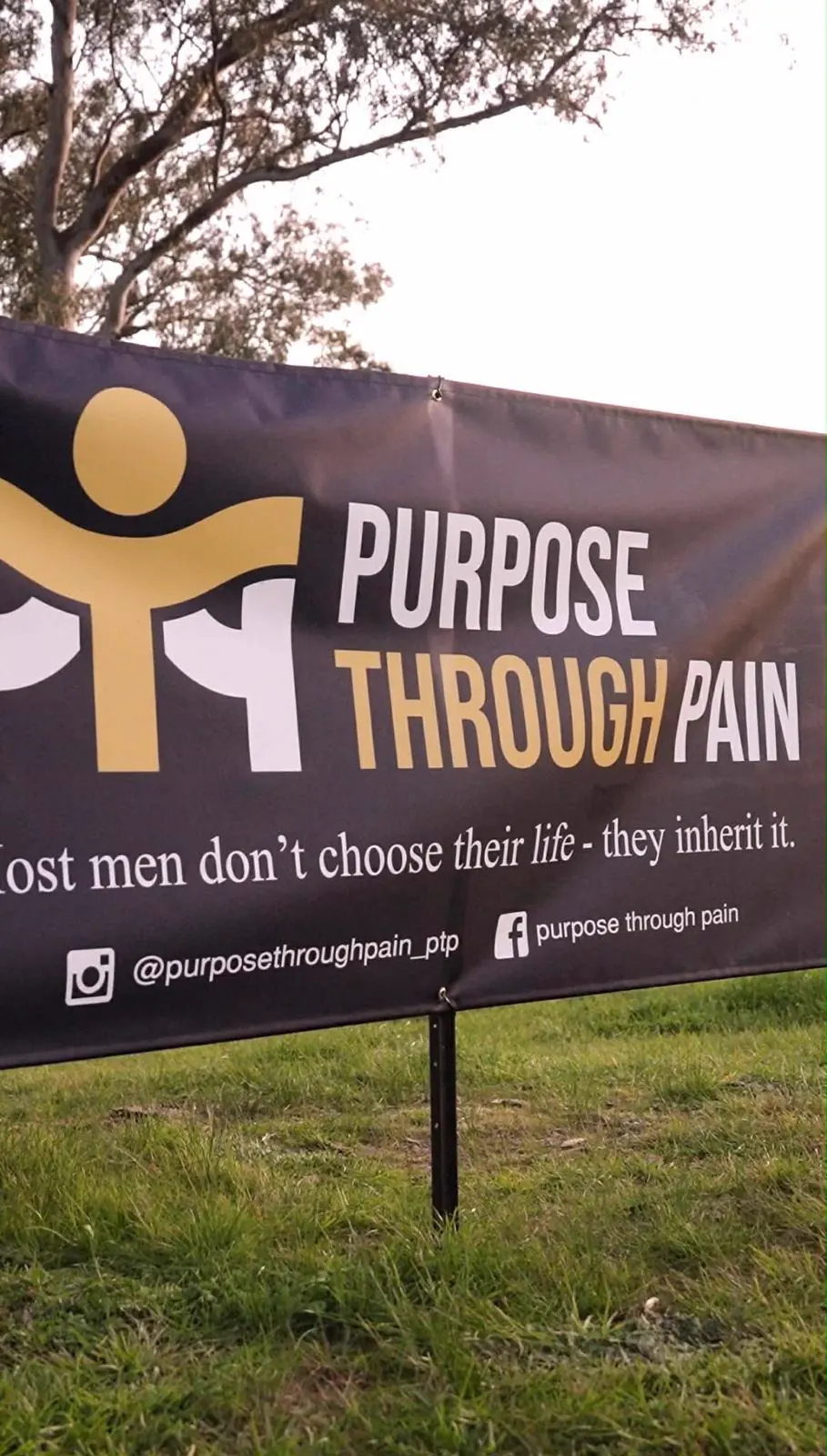 The Purpose Through Pain banner reading: most men don't choose their life — they inherit it